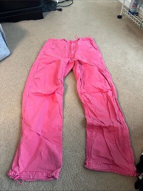 American Eagle Outfitters Hot Pink Straight-Leg Cargo Pants